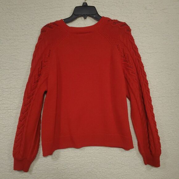 Lane Bryant Red Pointelle Knit Sweater Pull On Round Neck Size 18/20 - Picture 2 of 10